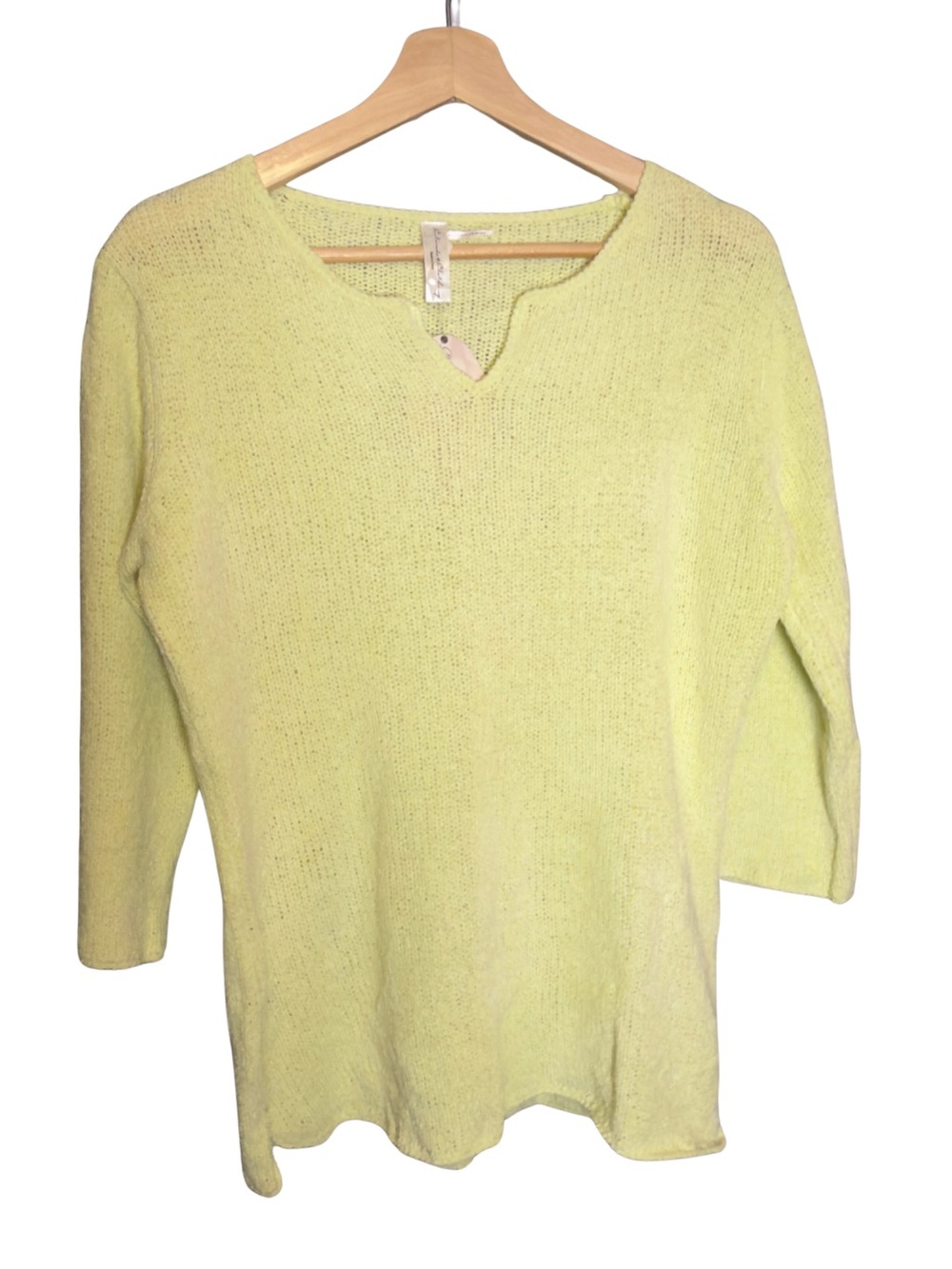 Women's Light Lime V-Neck Knit Sweater by